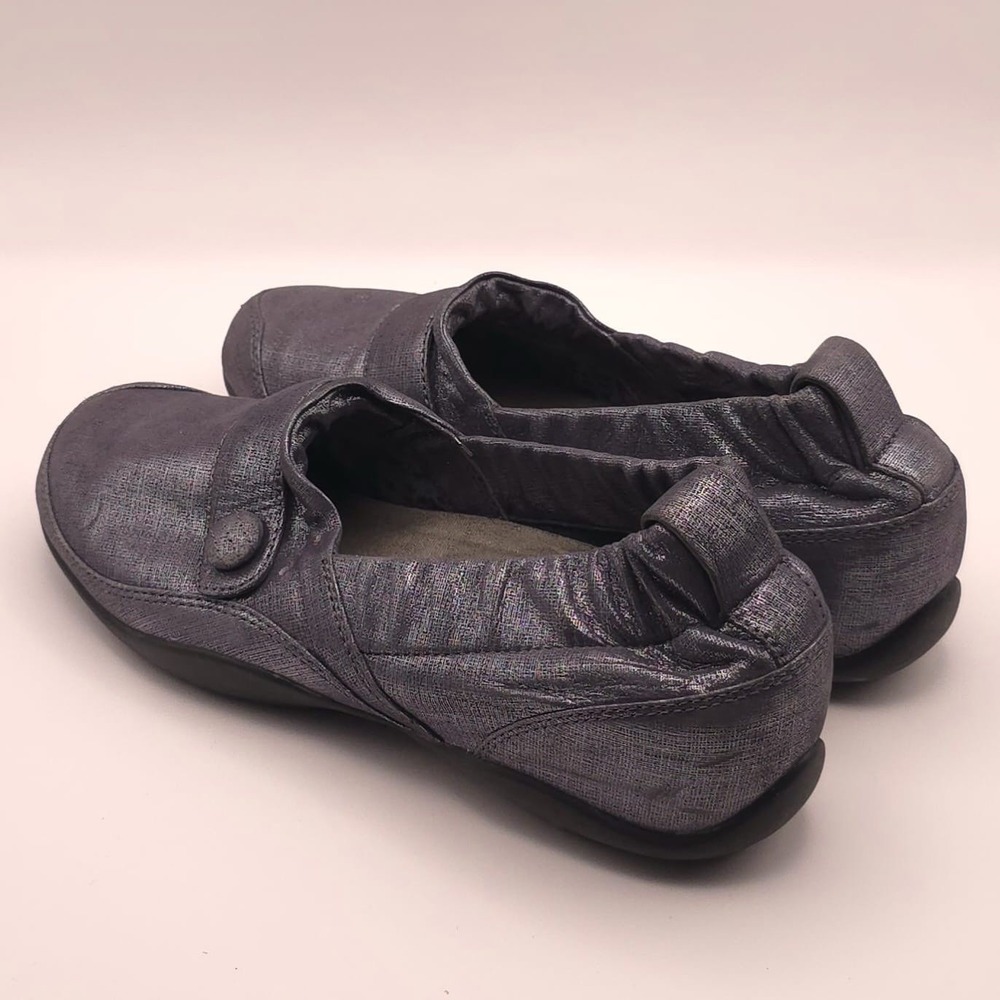Dansko Women's Carol Shoes Size 39 Boat Pewter Shimmer Suede Loafer LEATHER - Picture 4 of 11